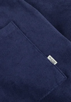 donkerblauwe selected homme korte broek slhloose-talon towel jersey shorts