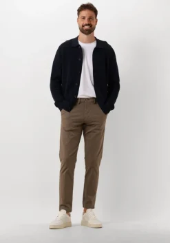 donkerblauwe selected homme vest slhmattis ls knit polo cardigan