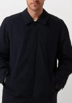 donkerblauwe selected homme parka's slhjones cotton mac coat