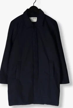 donkerblauwe selected homme parka's slhjones cotton mac coat