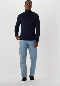 donkerblauwe selected homme coltrui slhtray ls knit merino roll neck