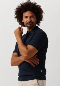 donkerblauwe selected homme t-shirt slhmaurice structure ss polo