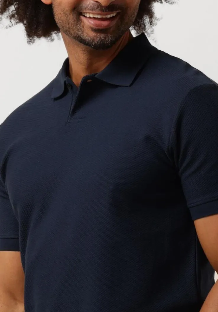 donkerblauwe selected homme t-shirt slhmaurice structure ss polo