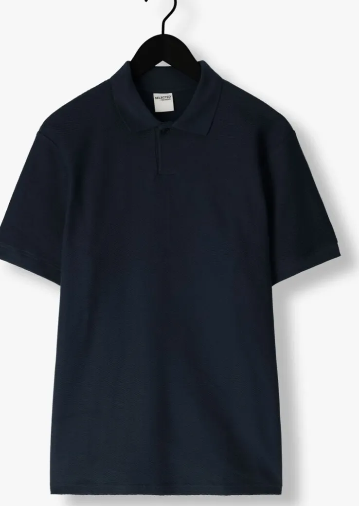 donkerblauwe selected homme t-shirt slhmaurice structure ss polo