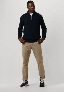 donkerblauwe selected homme trui slhreg dan wool-mix zip high neck ow