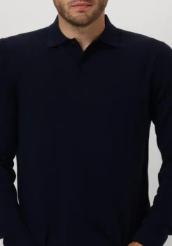 donkerblauwe selected homme trui slhtray ls knit merino polo