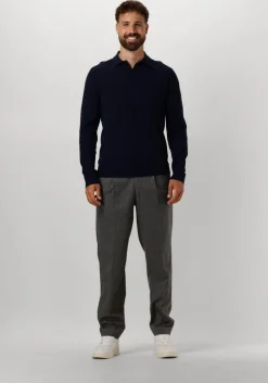 donkerblauwe selected homme trui slhtray ls knit merino polo