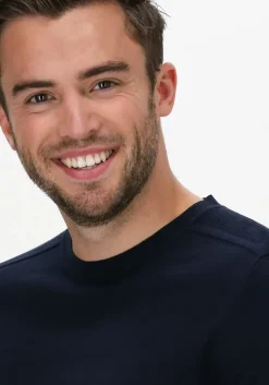 donkerblauwe selected homme trui slhberg crew neck noos