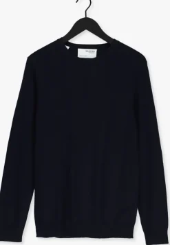 donkerblauwe selected homme trui slhberg crew neck noos