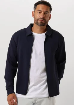 donkerblauwe selected homme vest slhemanuel soft full zip sweat noos