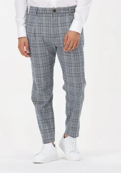 donkerblauwe selected homme pantalon slhslim-noah multi check trs