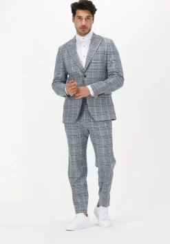 donkerblauwe selected homme pantalon slhslim-noah multi check trs
