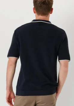 donkerblauwe selected homme polo slhfave sport zip ss polo noos