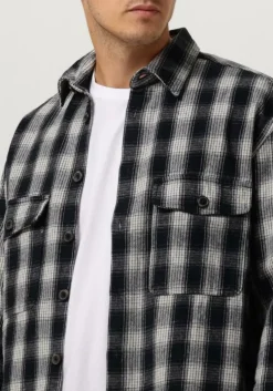 donkerblauwe selected homme overshirt slhloosemason-flannel overshirt w noos