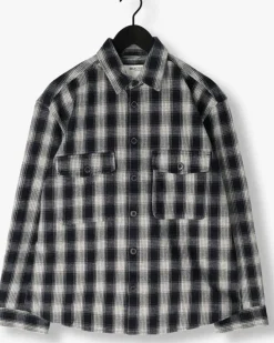 donkerblauwe selected homme overshirt slhloosemason-flannel overshirt w noos