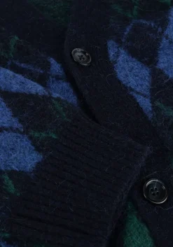 donkerblauwe selected homme vest slhrai ls knit relaxed argyle cardigan