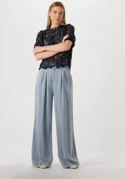 donkerblauwe summum top short sleeve top lace