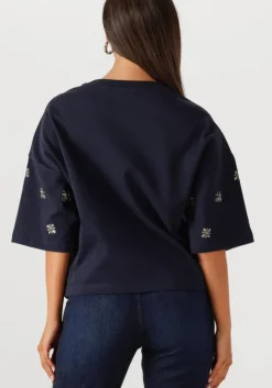 donkerblauwe summum t-shirt embellished shortsleeve