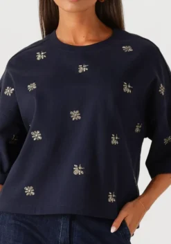 donkerblauwe summum t-shirt embellished shortsleeve
