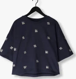 donkerblauwe summum t-shirt embellished shortsleeve