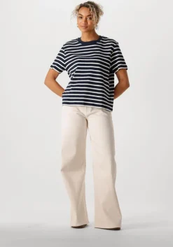 donkerblauwe tommy hilfiger t-shirt slim henley gb scoop-nk ls 1