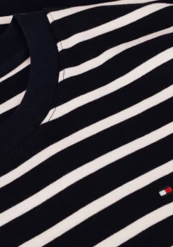 donkerblauwe tommy hilfiger t-shirt slim henley gb scoop-nk ls 1