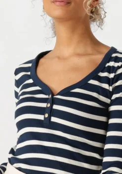 donkerblauwe tommy hilfiger top slim henley gb scoop-nk ls