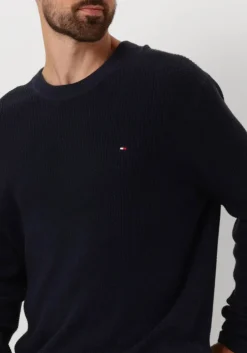 donkerblauwe tommy hilfiger trui structure crew nk