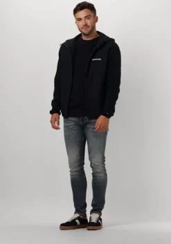 donkerblauwe tommy hilfiger trui structure crew nk