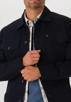 donkerblauwe tommy hilfiger jack cotton twill shirt jacket