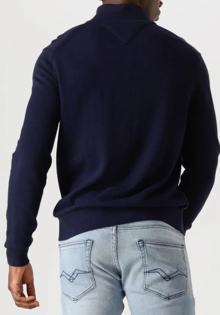donkerblauwe tommy hilfiger trui pima org ctn cashmere zip mock