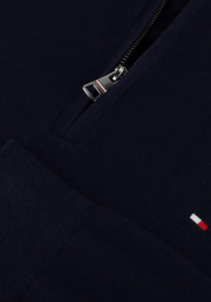 donkerblauwe tommy hilfiger trui pima org ctn cashmere zip mock