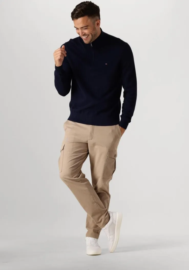 donkerblauwe tommy hilfiger trui pima org ctn cashmere zip mock