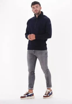 donkerblauwe tommy hilfiger sweater cotton touch mix media