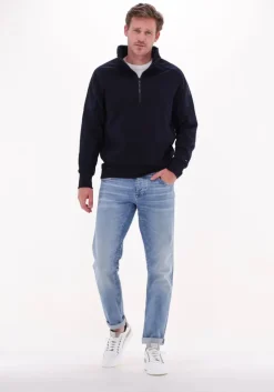 donkerblauwe tommy hilfiger sweater cotton touch mix media