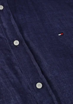 donkerblauwe tommy hilfiger casual overhemd pigment dyed linen rf shirt s/s