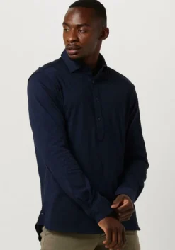 donkerblauwe tommy hilfiger casual overhemd dc pique popover rf shirt