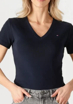 donkerblauwe tommy hilfiger t-shirt new slim cody v-nk ss