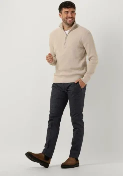 donkerblauwe tommy hilfiger pantalon bleecker fake solid wool look