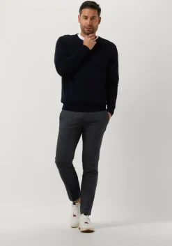 donkerblauwe tommy hilfiger pantalon bleecker fake solid wool look