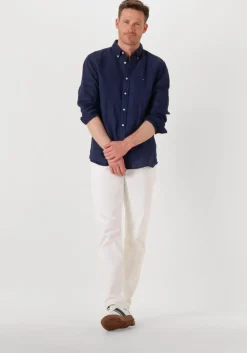 donkerblauwe tommy hilfiger casual overhemd pigment dyed li solid rf shirt