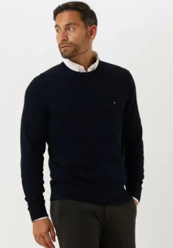donkerblauwe tommy hilfiger trui pima org ctn cashmere crew neck