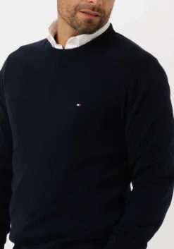 donkerblauwe tommy hilfiger trui pima org ctn cashmere crew neck