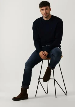 donkerblauwe tommy hilfiger trui pima org ctn cashmere crew neck