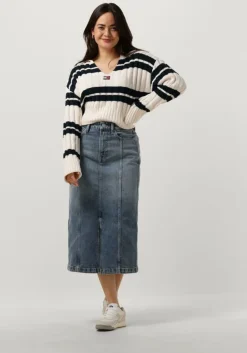 donkerblauwe tommy jeans midirok claire hgh midi skirt ah7134