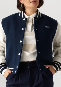 donkerblauwe tommy jeans jack tjw wool varsity jacket ext