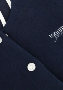 donkerblauwe tommy jeans jack tjw wool varsity jacket ext