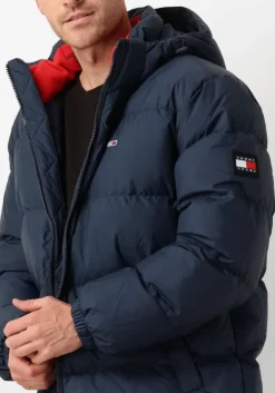 donkerblauwe tommy jeans parka's tjm essential down parka