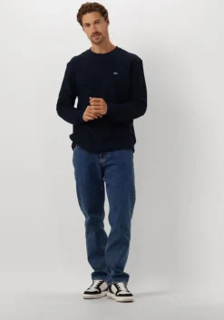 donkerblauwe tommy jeans trui tjm reg waffle l/s tee