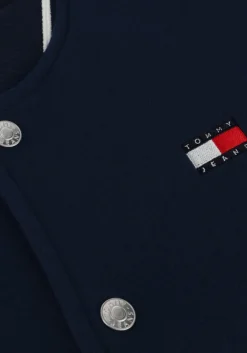 donkerblauwe tommy jeans jack tjm wool blend varsity jkt ext